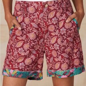 Sundance Burgundy and Teal Women Shorts